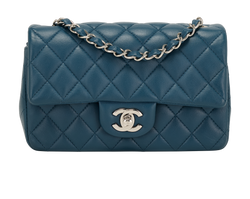 Mini Rectangular Classic Flap, Lambskin, Blue, 28375062 (2019), 3*